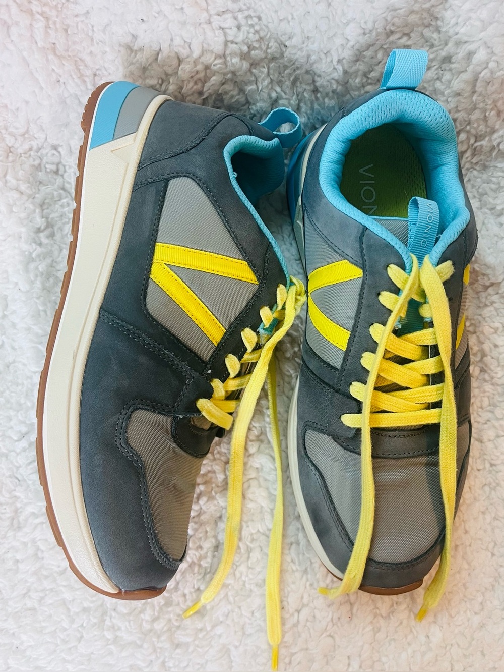 Vionic Womens Curran Rechelle Size 7 Lace Up Blue Gray Casual Sneaker Shoes EUC